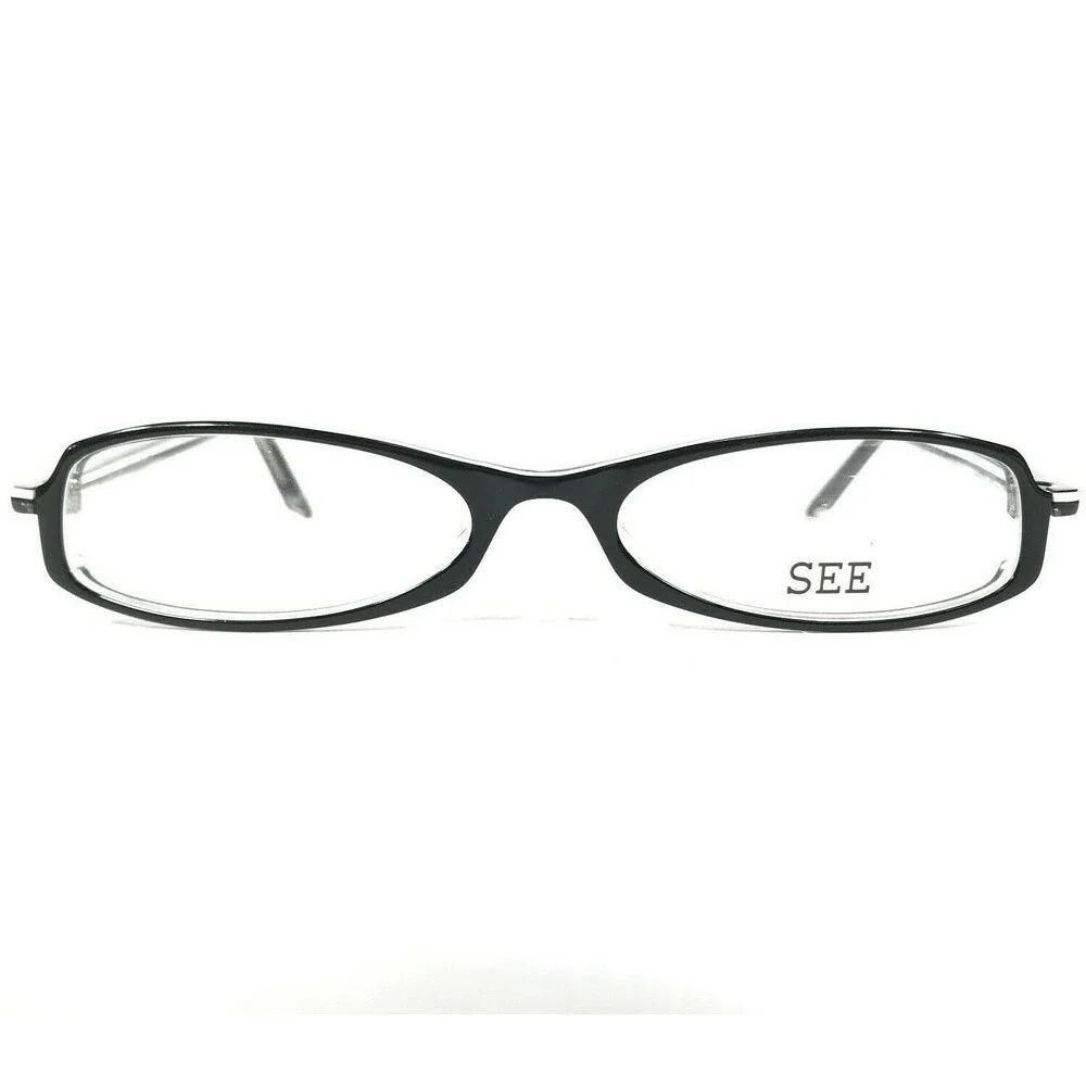 See Eyeglasses Frames 3405 COL.5009 Black White Clear Rectangular 53-17-140